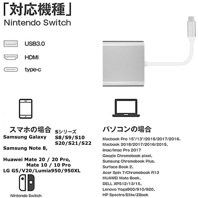 TypeC HDMI アダプタ変換 ケーブル Switch iPadpro 接続 通販