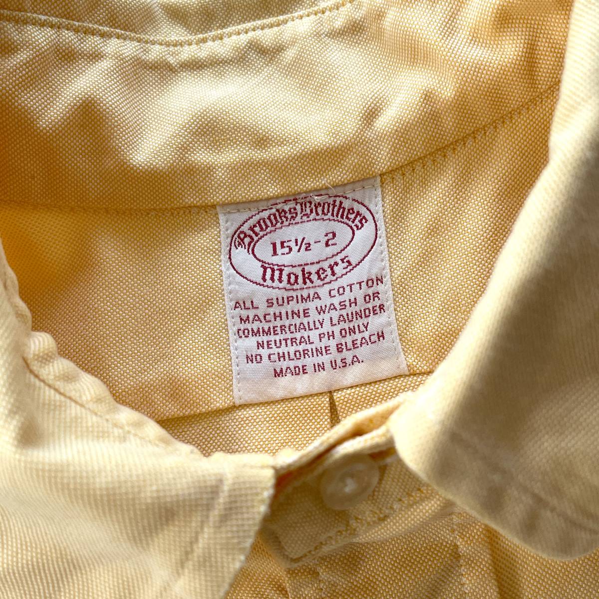 【Vintage】Brooks Brothers ボタンダウンシャツ 15 1/2 - 2 オックスフォード イエロー ブルックスブラザーズ ダンリバー MADE IN USA_画像2