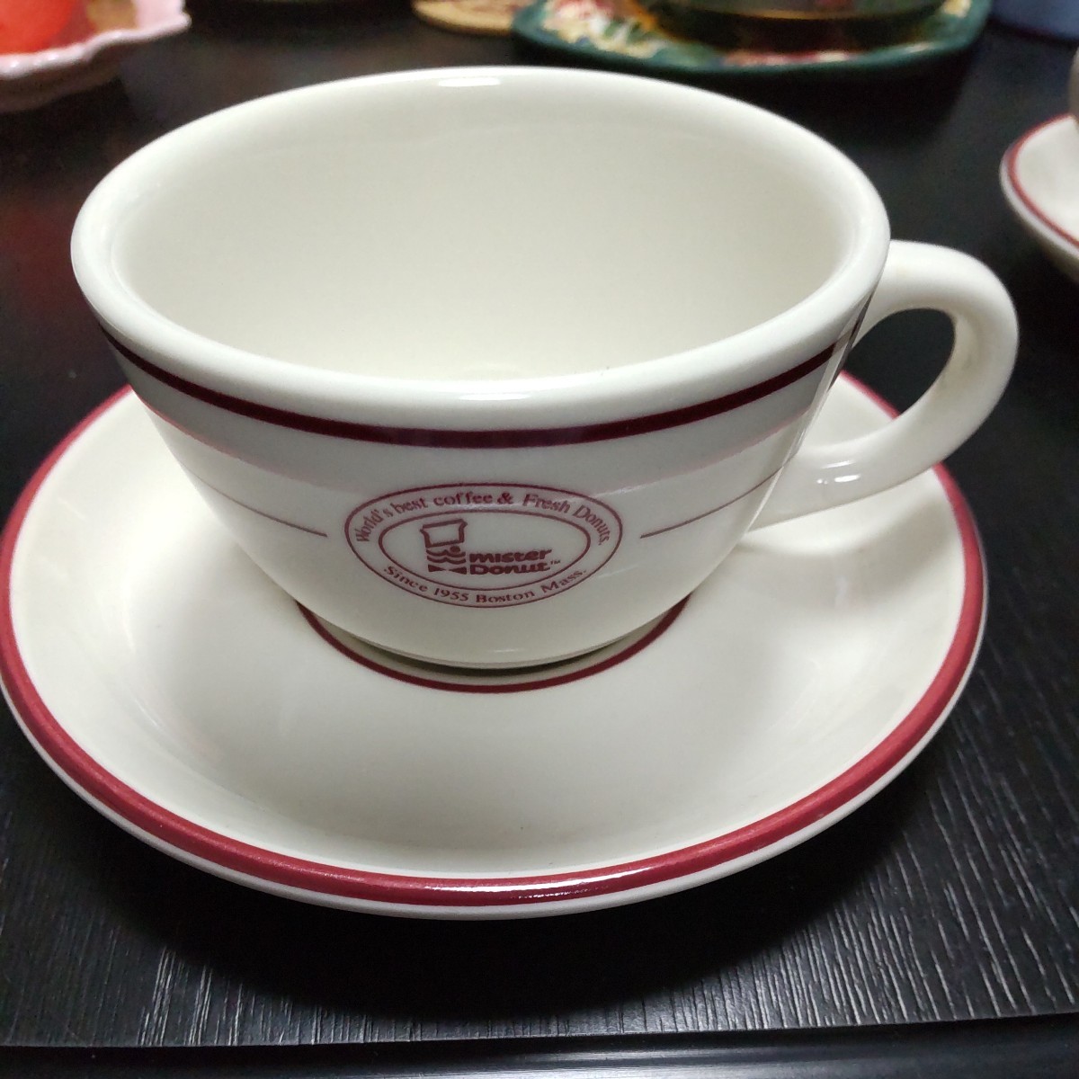 ミスド ミスタードーナツ スープカップ２＋コーヒーカップ１ ソーサー付き 陶器製_画像4