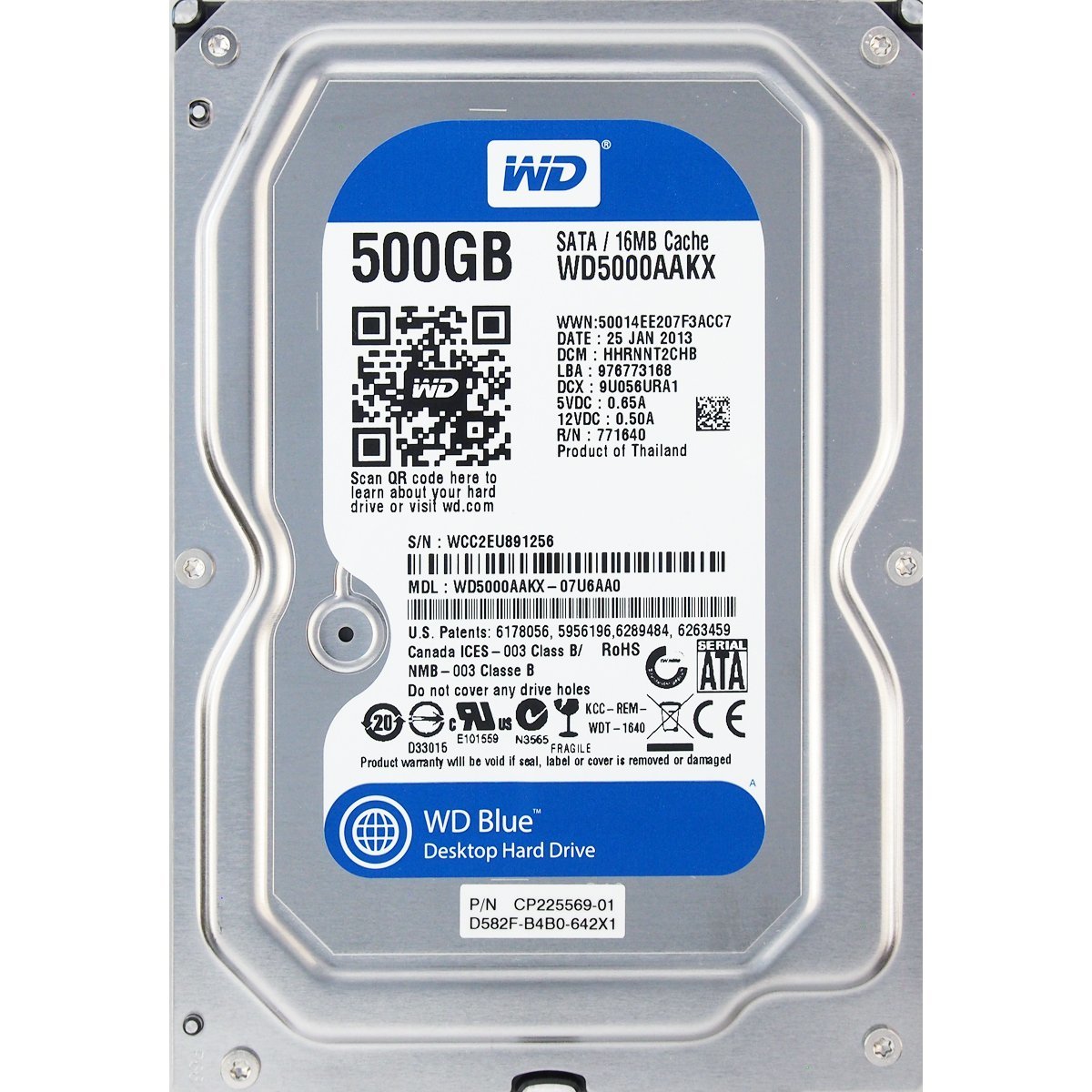 Western Digital WD5000AAKX-07U6AA0 SATA600 500GB 1461回 17052時間_画像1