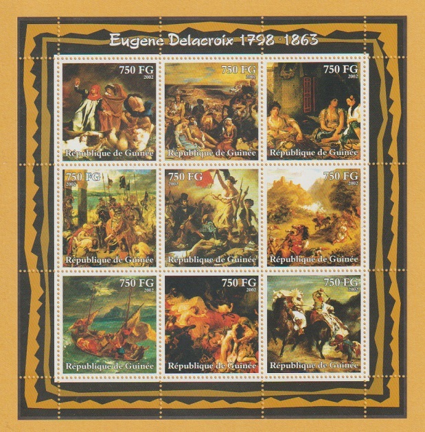 ● 【ギニア切手】 ウジェーヌ・ドラクロワ の作品 切手シート ('02) 未使用の画像1