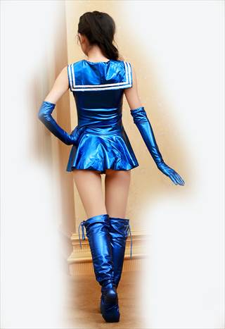 セーラームーン風衣装3点セット 　女性LL号　青色_画像3