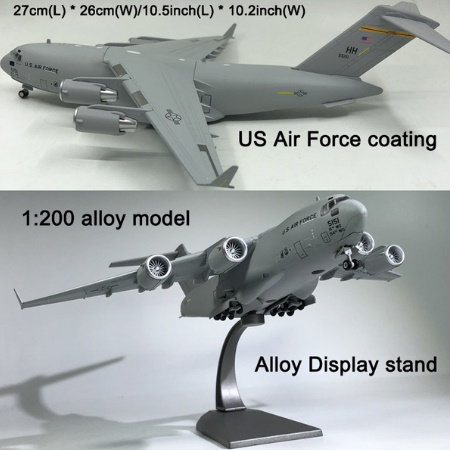 1：200 スケール軍事モデルボーイングC-17グローブマスターIII航空機モデル飛行機おもちゃコレクションお土産ギフトホームオフィス装飾