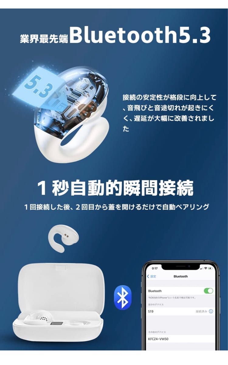 イヤホンBluetooth  空気伝導