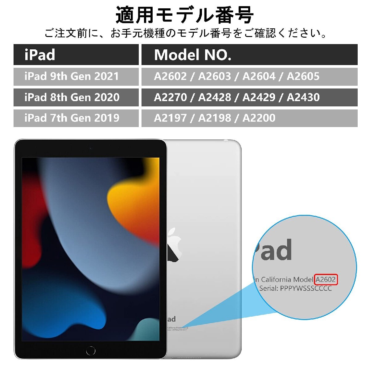 送料無料★iPad 10.2 キーボードケース iPad9/8/7世代 Bluetooth キーボード付カバー脱着式(ブラック)_画像2