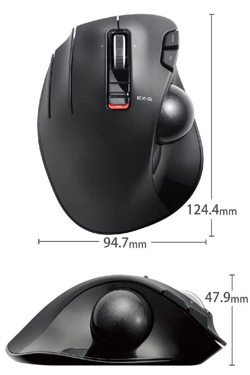  free shipping * Elecom mouse wireless ( receiver attached ) trackball left hand for 6 button black M-XT4DRBK