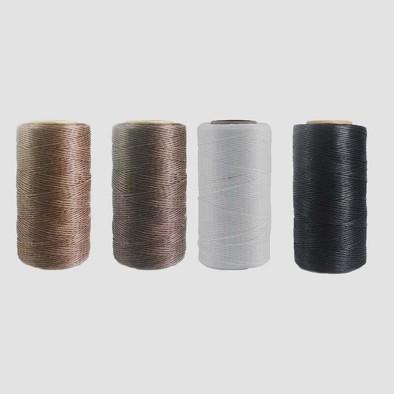 送料無料★レザークラフト 蝋引き糸 手縫い糸 ワックスコード ひも 平紐 タイプ 4色セット 糸幅 0.8mm 長さ 260M_画像1