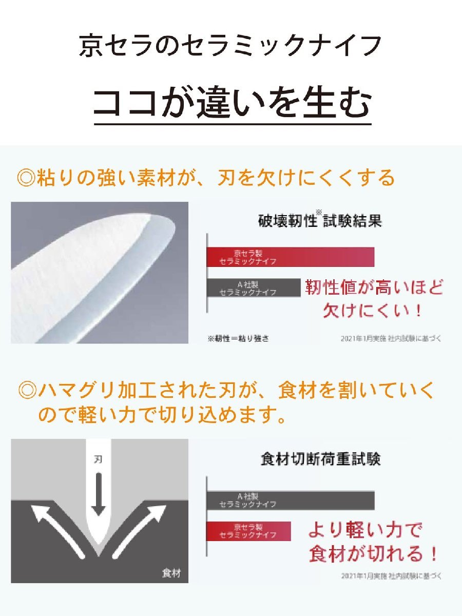 送料無料★京セラ 包丁 特許 切れ味 2倍 長持ち ファイン セラミック フルーツ ペティ 110mm 食洗機 OK_画像4