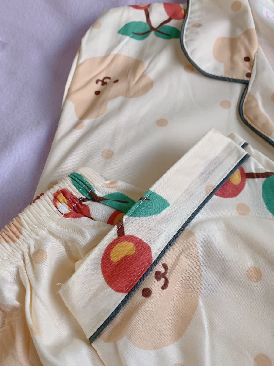 チェリー＆くまパジャマ/ルームウェア　Ｌサイズ・半袖・新品・送料込み: さくらんぼ柄