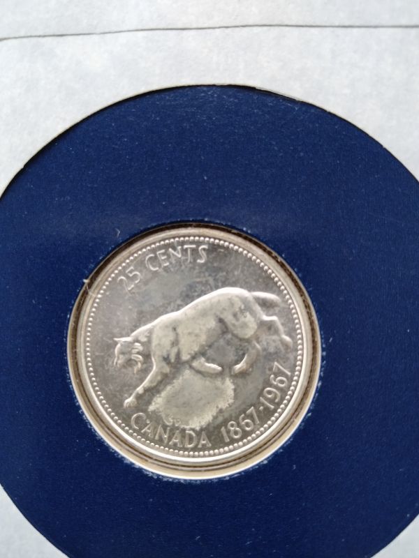 カナダ 25セント 銀貨 建国100年記念 1967年 エリザベス2世女王 フランクリンミント 硬貨 アンティーク コイン 古銭_画像2
