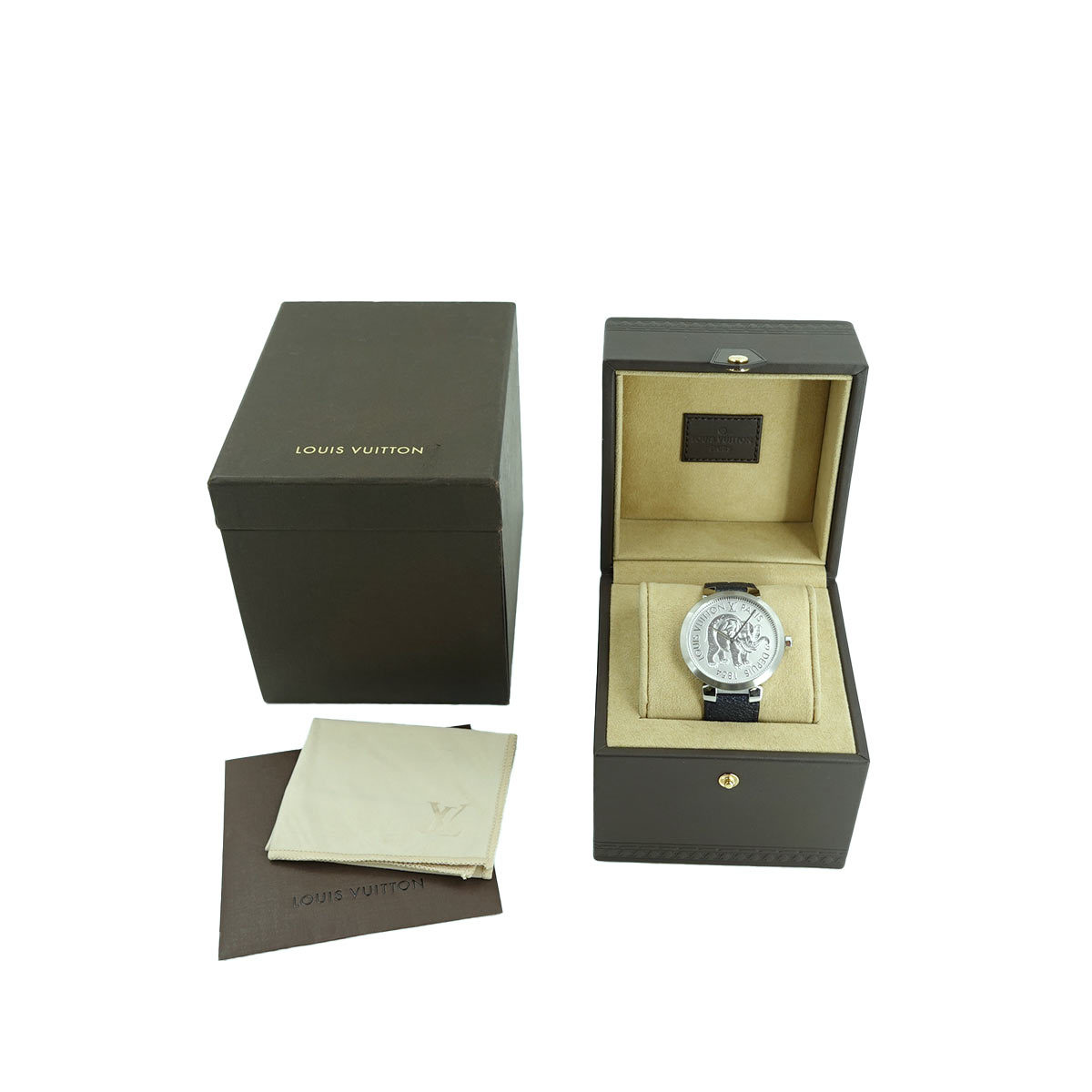  Louis Vuitton LOUIS VUITTON язык b-ru тонкий Savanna коричневый p man Brothers Q2D07 мужские наручные часы кварц Tambour 90191061