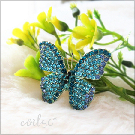 新品未使用■澄んだブルーが美しい 蝶 ブローチ・ブルー / 蝶々 チョウ ちょう / 帯留めにも合いそうな綺麗なブローチです！_画像3