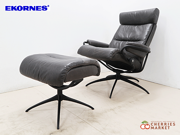 ◆展示品◆ Ekornes エコーネス ストレスレス トーキョー リクライニングチェア アジャスタブル ヘッドレスト＆オットマン M 39万 美品