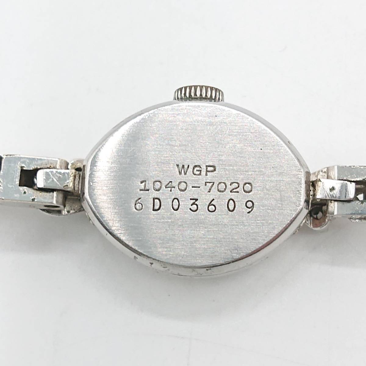 【不動】SEIKO セイコー SOLAR 手巻き 腕時計 シルバー文字盤 ティアドロップ 色石 1040-7020 6D03609_画像2