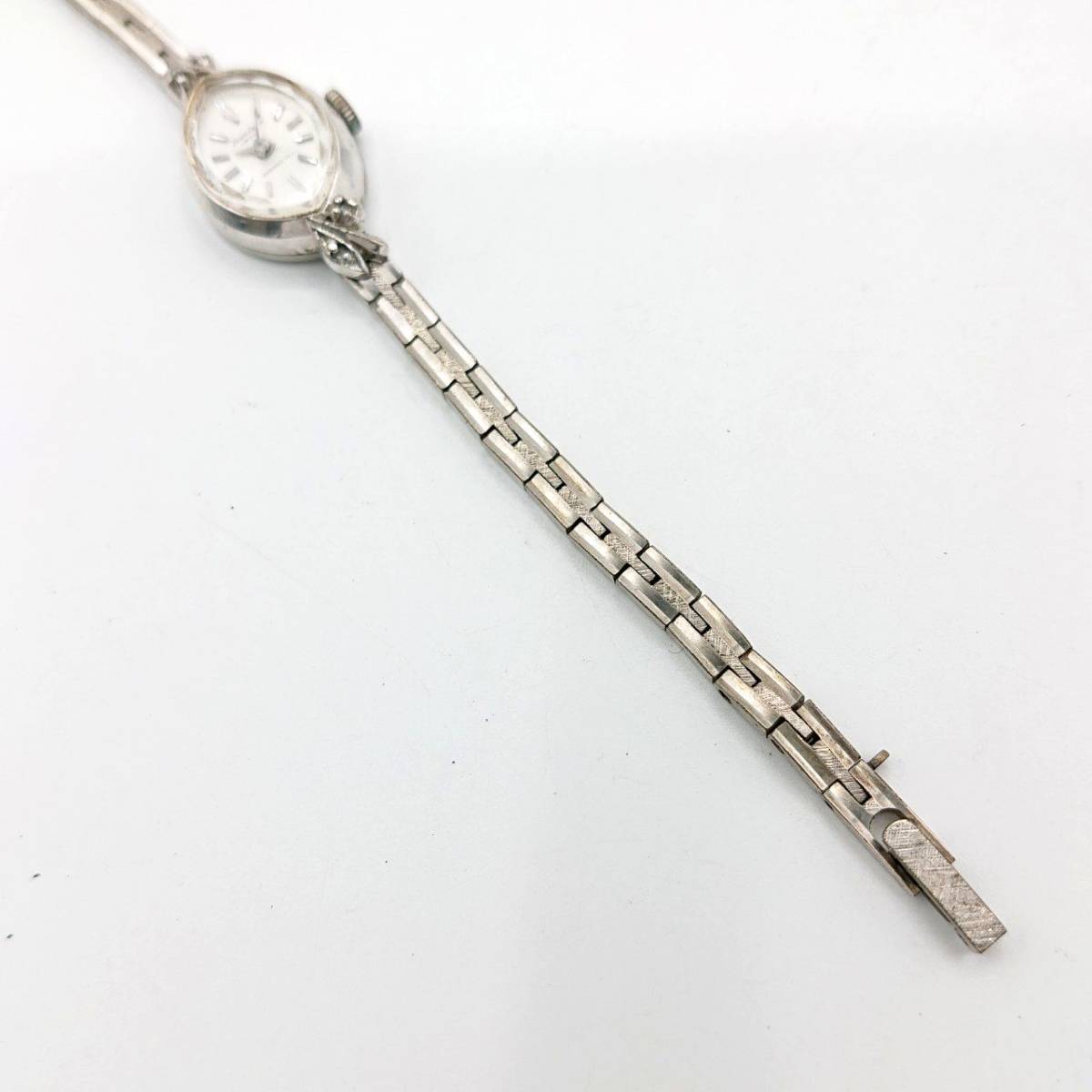 【不動】SEIKO セイコー SOLAR 手巻き 腕時計 シルバー文字盤 ティアドロップ 色石 1040-7020 6D03609_画像7