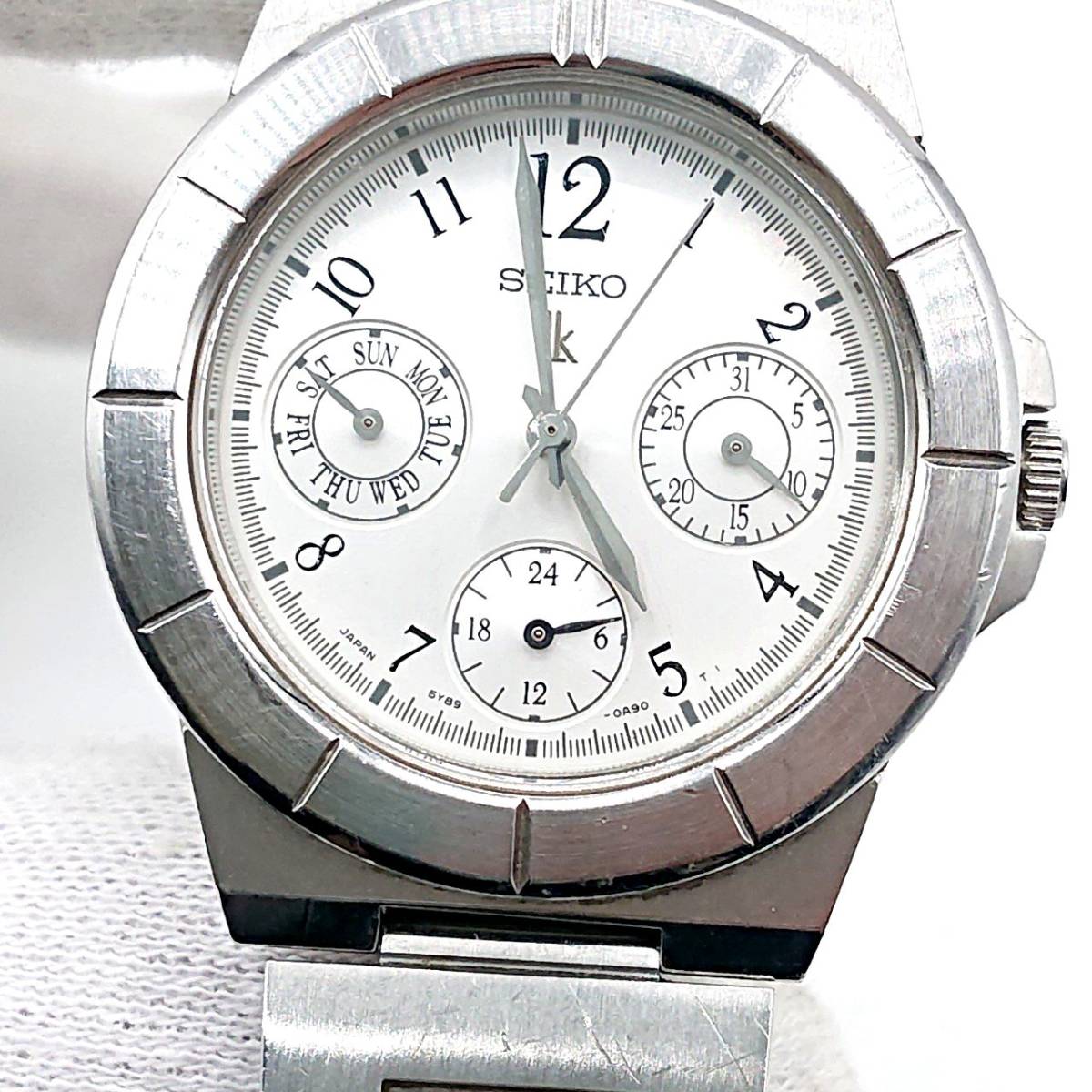 【電池切れ】SEIKO セイコー LUKIA ルキア クォーツ 腕時計 シルバー文字盤 トリプルカレンダー レディース 5Y89-0B20