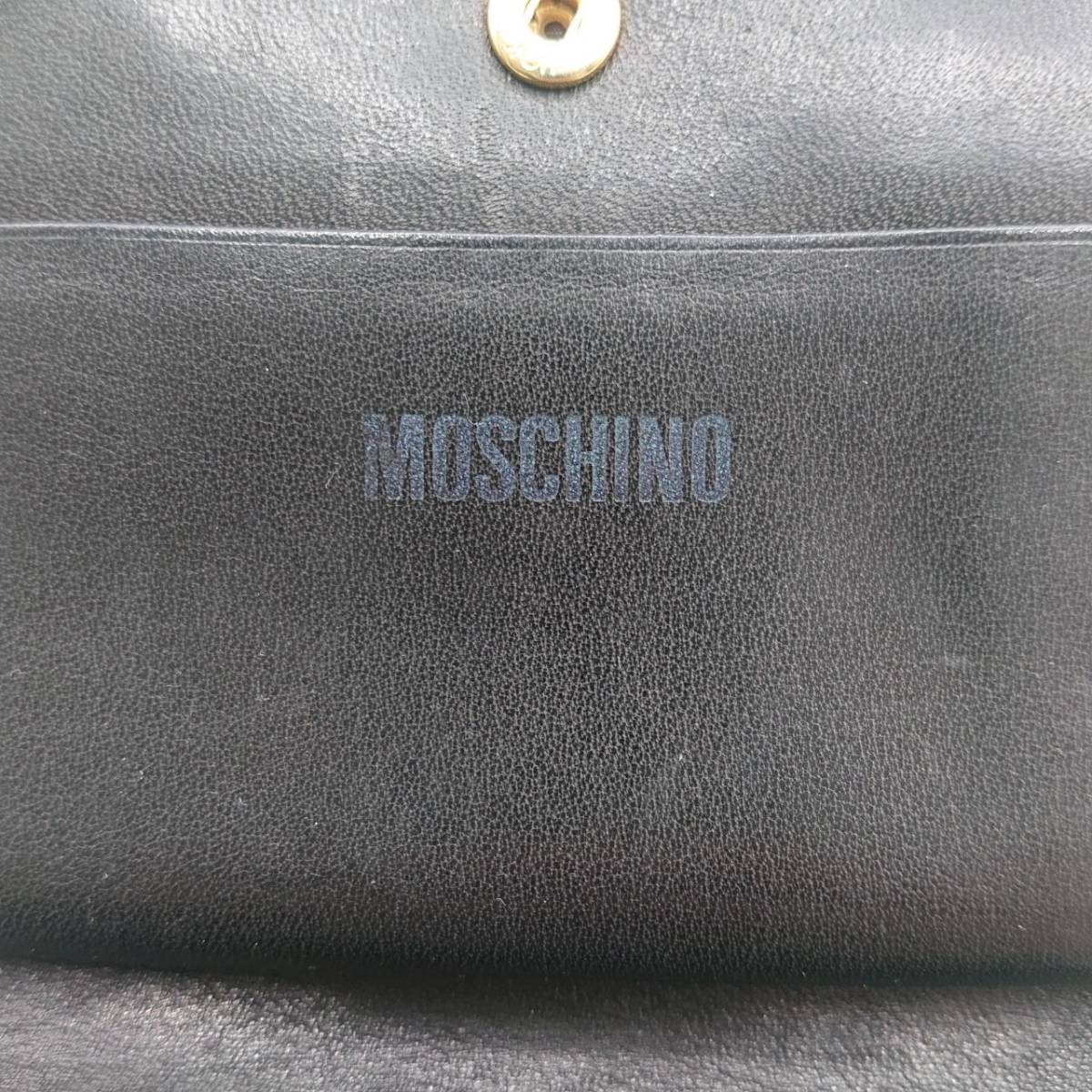 MOSCHINO モスキーノ 二つ折り 財布 レザー ハート柄 ブラック×ゴールド レディース L字ファスナー