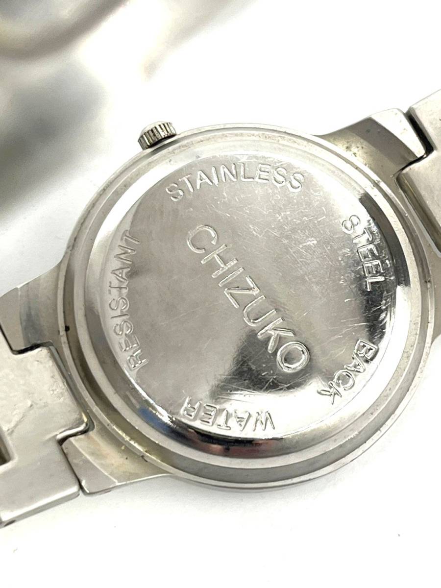 【電池切れ　ガラスヒビ有り】CHIZUKO　青文字盤　クォーツ腕時計　ユニセックス　メンズ ケース：3.2　腕回り：19.5