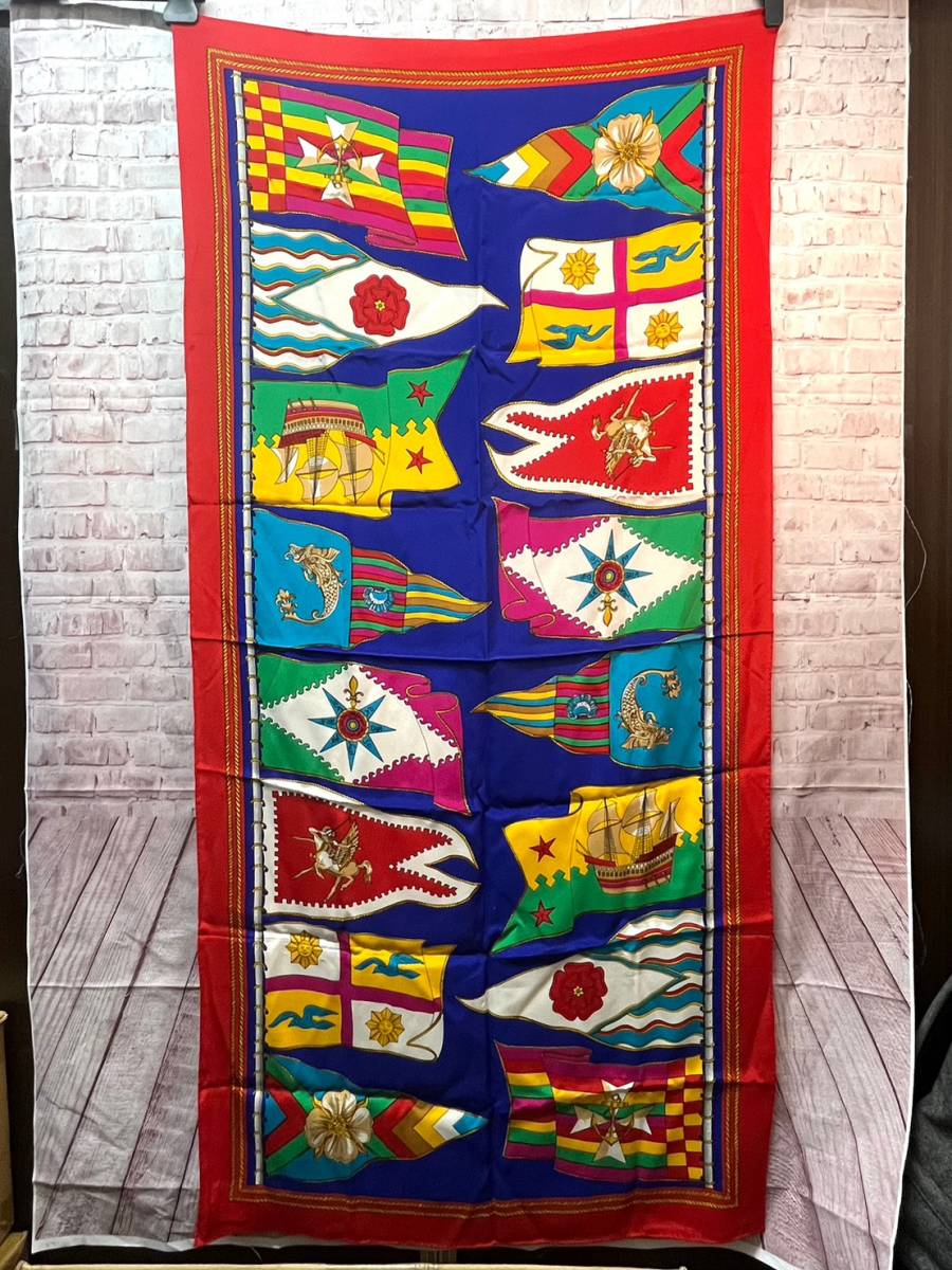 EL MIDAS エルミダ ロングスカーフ　ストール　国旗柄　136×66_画像1