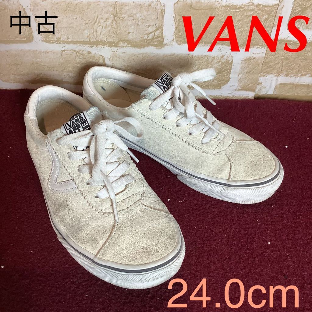 【売り切り!送料無料!】A-243 VANS!キャンバススニーカー!24.0cm!オフホワイト!クリーム!白!普段履き!おしゃれ!中古!_画像1