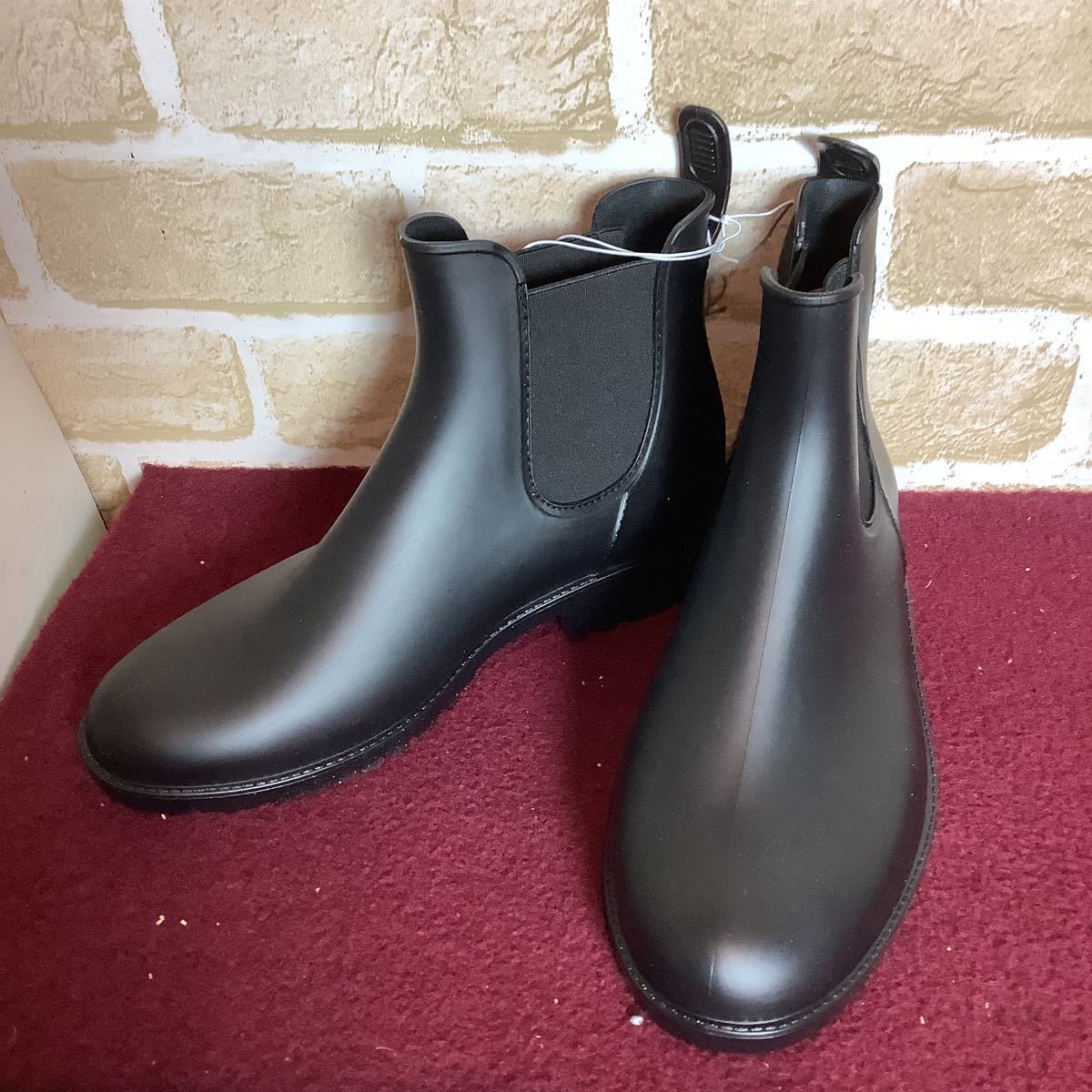 [ selling out! free shipping!]A-316 ① Joliespace! side-gore rain boots! black! M 22.5~23.5cm rank! short boots! rain boots! new goods 