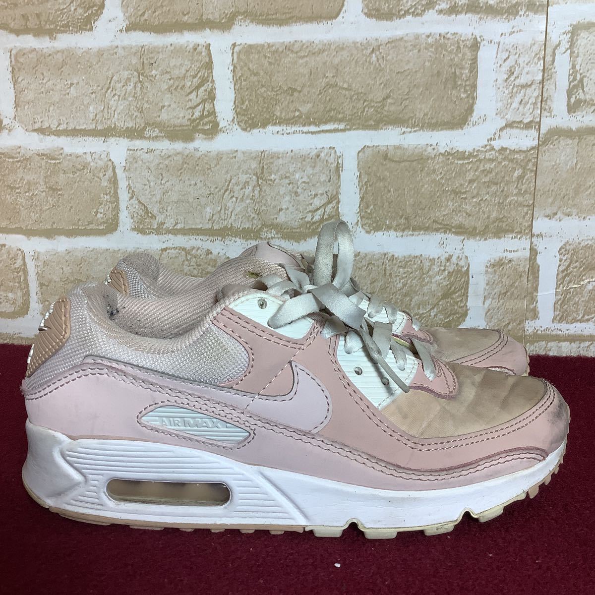 【売り切り!送料無料!】A-198 NIKE AIRMAX 90!スニーカー!パステルピンク!23.0cm!普段履き!ウォーキング!ランニング!おしゃれ!中古!_画像4