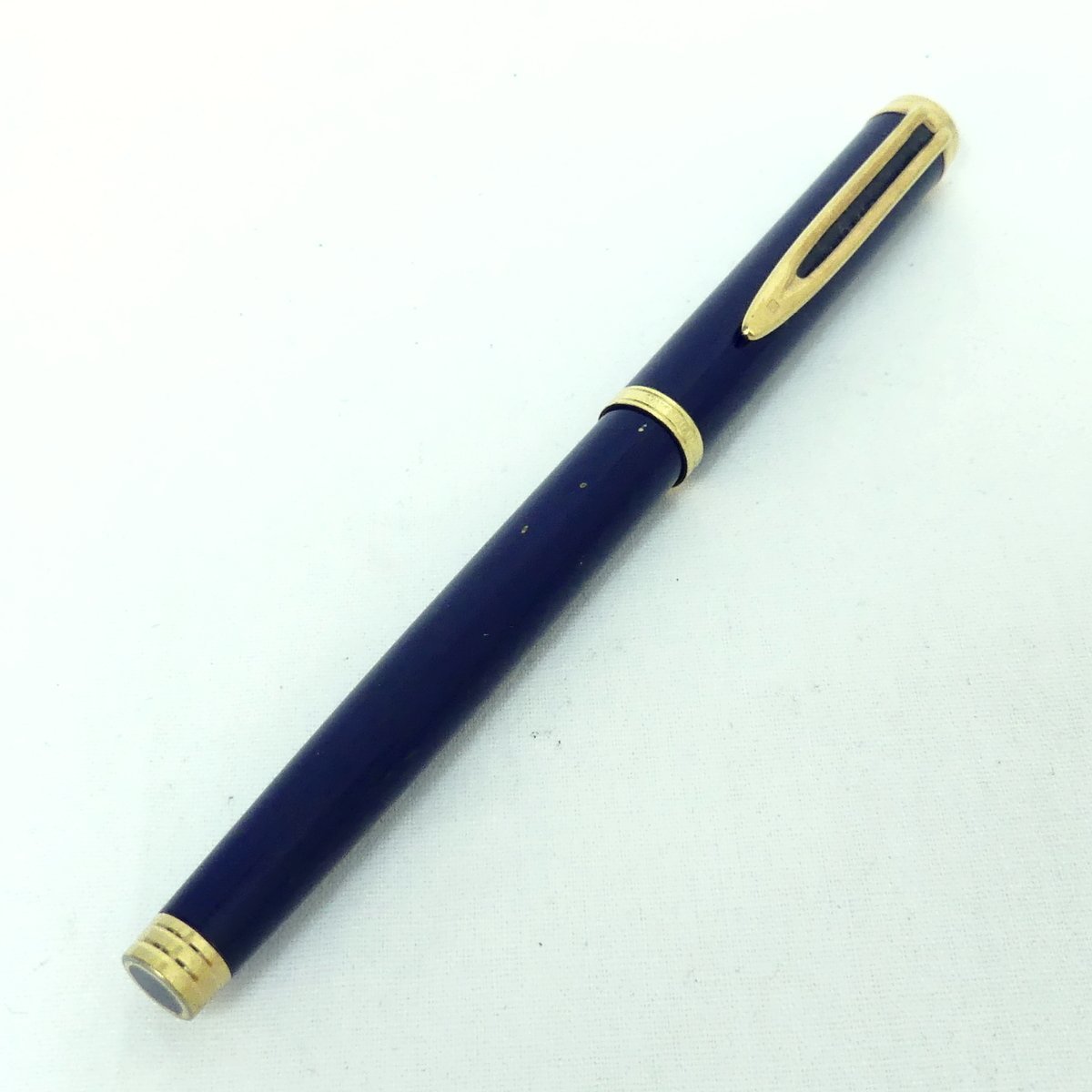 ウォーターマン WATERMAN キャップ式 紫系インク 油性ペン ネイビー 筆記用具 USED /2305C_画像1