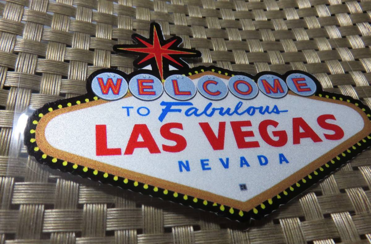 看板ST■新品ウェルカム　ラスベガスWELCOME TO FABULOUS LAS VEGAS アメリカ　ネバダ　カジノ　ギャンブル　不夜城ステッカー　シール防水