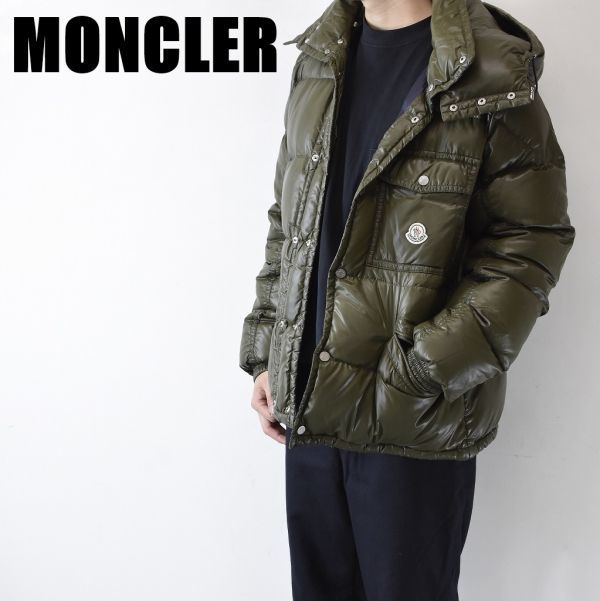 MN BL0016 高級 MONCLER モンクレール メンズ ダウン ジャケット ブルゾン カーキ ロゴ ワッペン フーディー 取り外し可能  3size