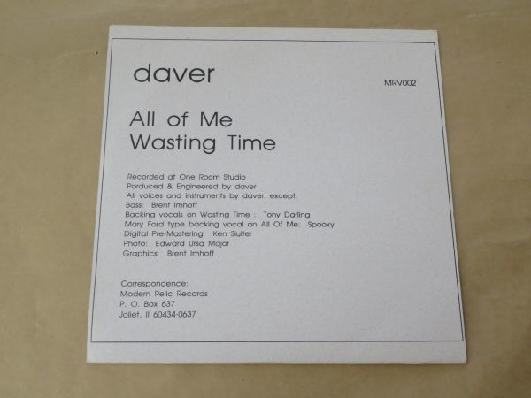 US盤★Daver All Of Me / Wasting Time★7インチ　1993年_画像2