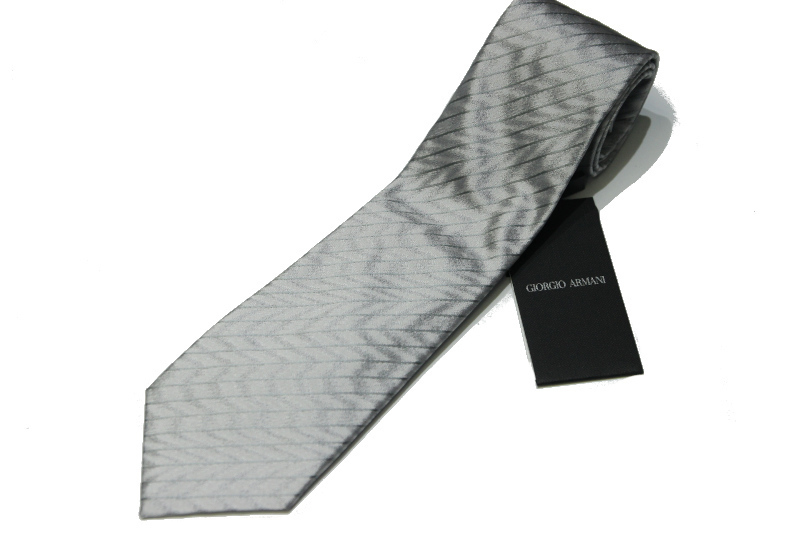  new goods GIORGIO ARMANI (joru geo Armani ) hand made diagonal stripe silk necktie / Italy made / gray / business / gentleman clothes 