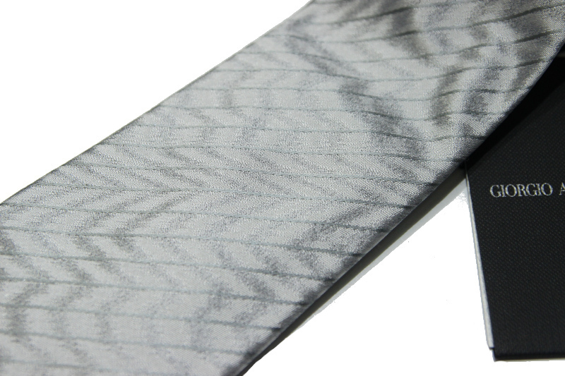  new goods GIORGIO ARMANI (joru geo Armani ) hand made diagonal stripe silk necktie / Italy made / gray / business / gentleman clothes 