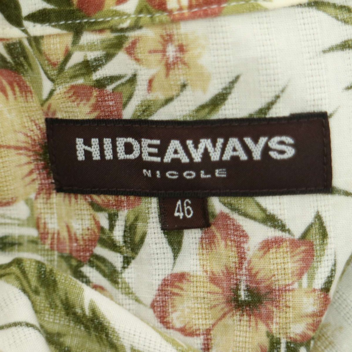 HIDEAWAYS NICOLE ハイダウェイ ニコル 春夏 【ボタニカル柄 総柄】 襟ワイヤー 半袖 アロハ シャツ Sz.46 メンズ A3T04484_4#Aの画像5