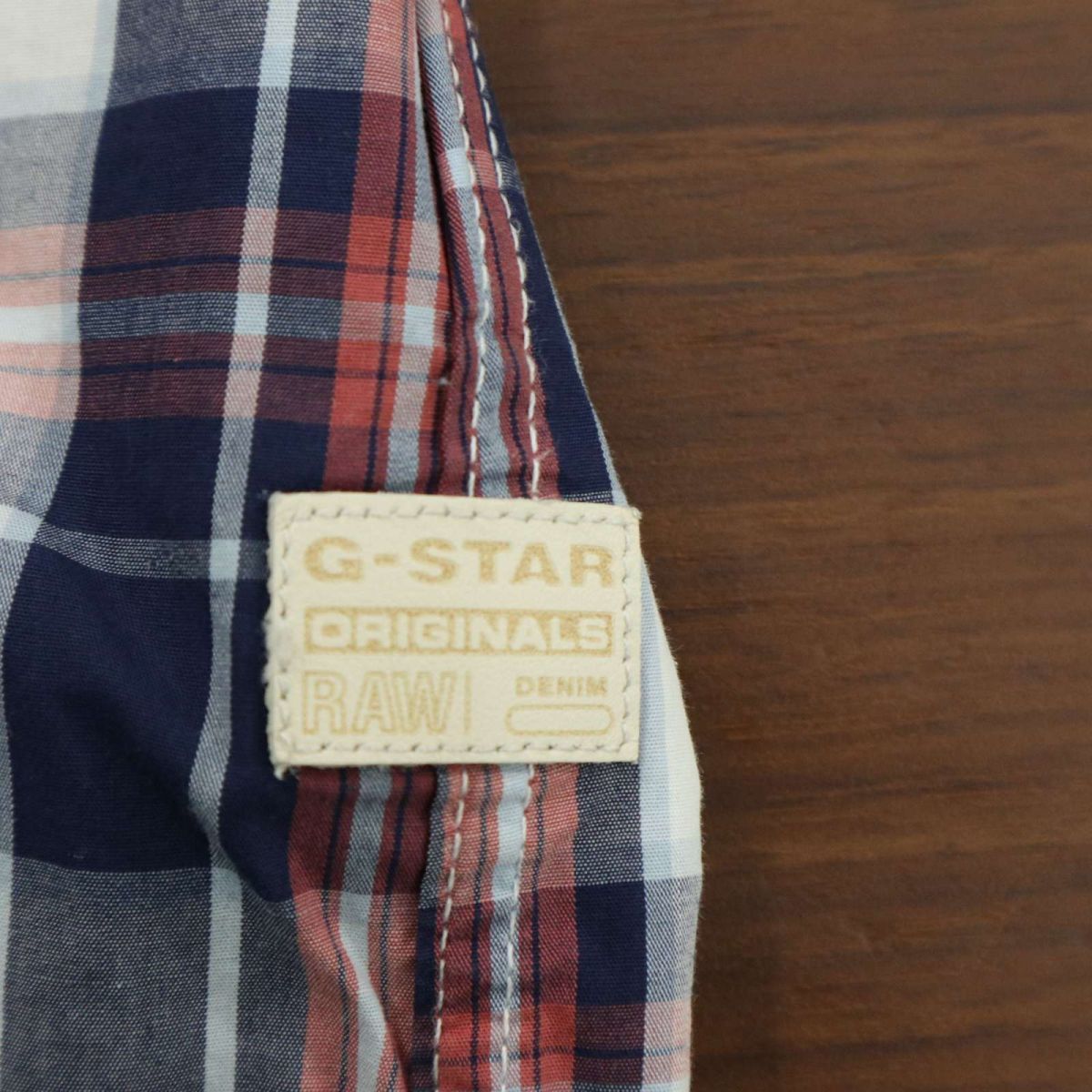 G-STAR RAW ジースター ロウ 春夏 【ARC 3D SHIRT S/S】 半袖 ワーク チェック シャツ Sz.XS　メンズ ネイビー　A3T05124_5#A_画像5