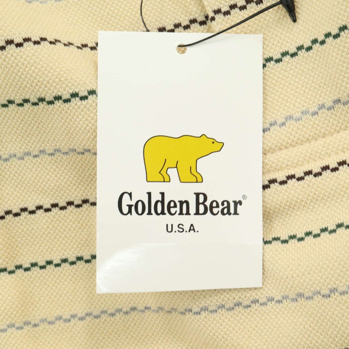 【新品 未使用】 Golden Bear ゴールデンベア 春夏 ベア刺繍 鹿の子 ボーダー 半袖 ポロシャツ Sz.M　メンズ　A3T05752_5#D_画像6