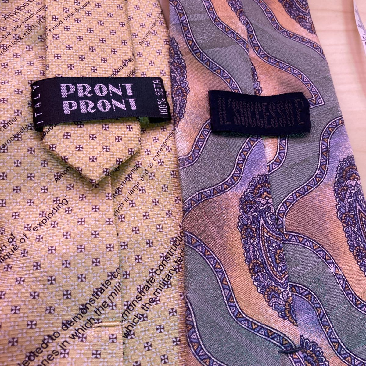 ネクタイ 7本セット メンズ 絹 シルク 結婚式 紳士 サラリーマン スーツ フグ ストライプ ドット柄 総柄 茶色 緑 レアの画像5