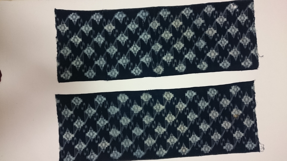 【古布】絣　藍染　端切　92cm×33cm　２枚　絣（kasuri）　綿（Cotton）襤褸（boro）　90g №107　東京_画像7