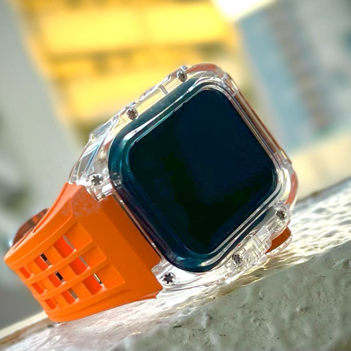Apple Watch オレンジ　ヴァイトンラバーバンド　ケース　カバー　アップルウォッチ