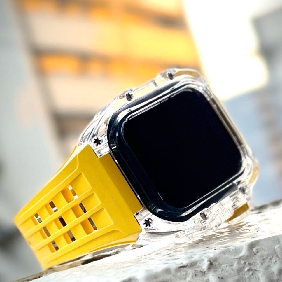 Apple Watch イエロー　ヴァイトンラバーバンド　ケース　カバー　アップルウォッチ