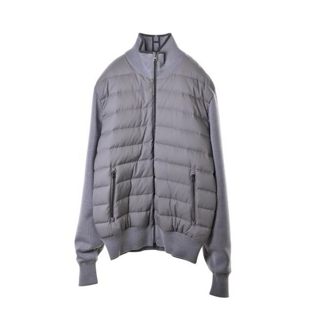 美品 HERNO ウールニット ダウン 切り替え ハイブリッド ブルゾン 50