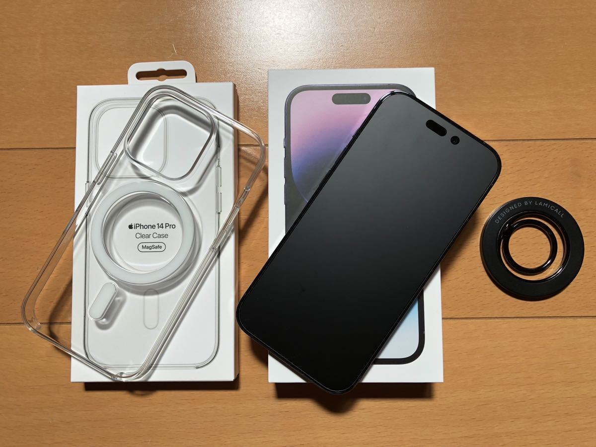 Apple iPhone 14 Pro 128GB SIMフリー ディープパープル + 純正クリア
