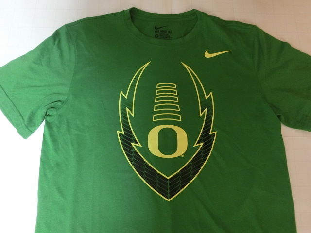 USA購入 激レア 【Nike】機能素材【DRI FIT】USカレッジ【OREGON DUCKS】オレゴン大学ダックス アメフト【O】ロゴプリントT US L GREEN_画像1