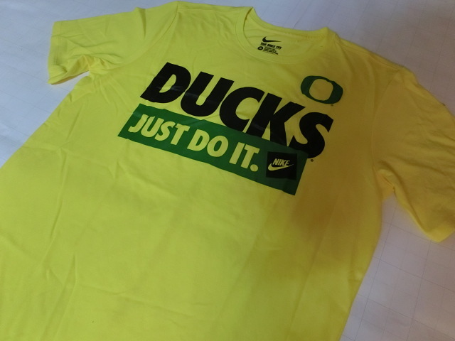 USA購入 ナイキ【Nike】機能素材【DRI FIT】USカレッジ オレゴン大学ダックス【OREGON DUCKS】【JUST DO IT】ロゴプリント T US S イエロー_画像4