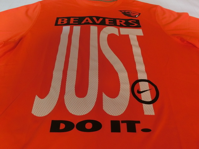 USA購入 ナイキ【Nike】機能素材【DRI FIT】USカレッジ オレゴン州立大ビーバーズ【OREGON ST BEAVERS】【JUST DO IT】ロゴT US L オレンジ_画像3