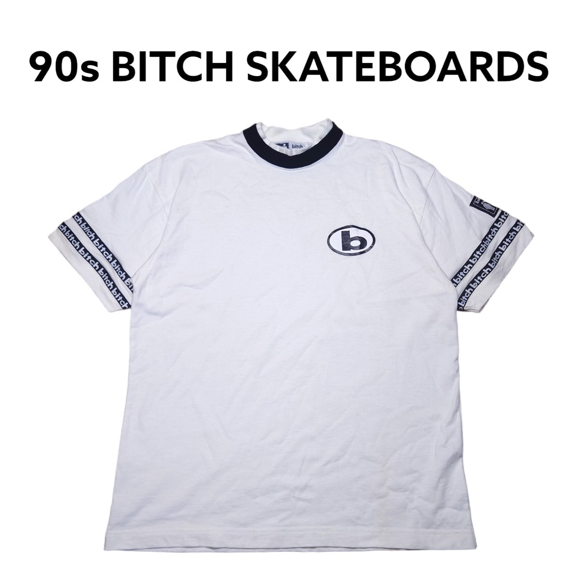 90s BITCH SKATEBOARDS　ロゴ刺繍　Tシャツ　古着　ビッチ