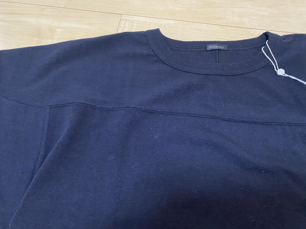 未使用】 COMOLI コモリ フットボールTシャツ サイズ2 NAVY ネイビー