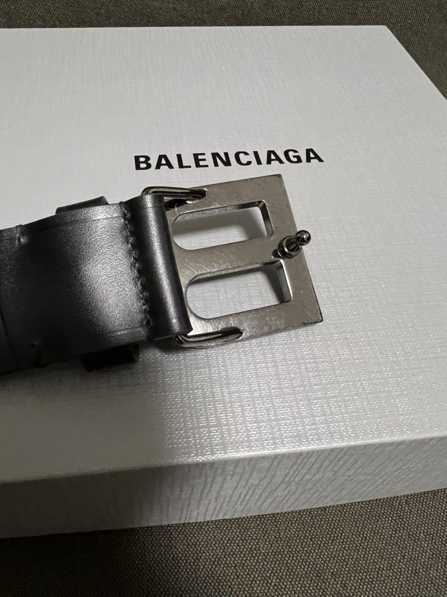 新品 BALENCIAGA バレンシアガ Bロゴ ブラック レザー ベルト 85