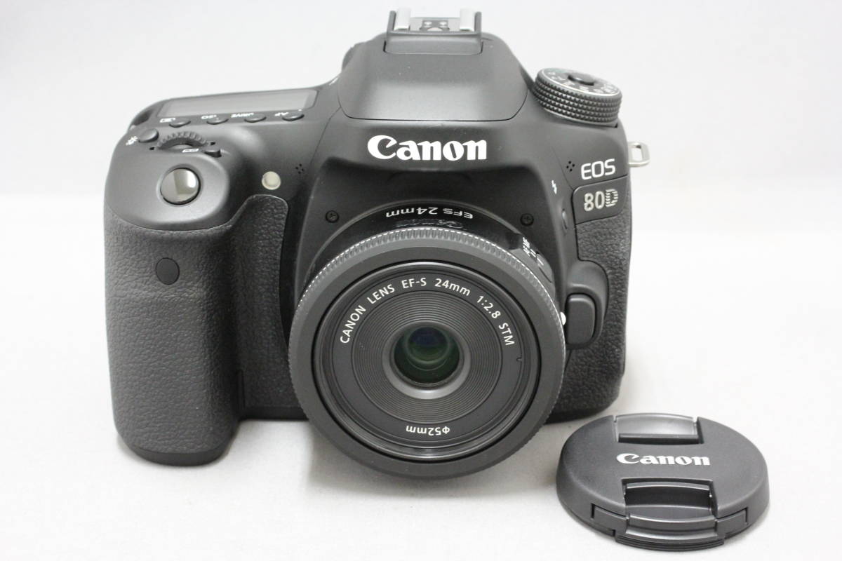 アキバカメラ No.156/393 キヤノン（Canon） EOS 80D EF-S 24mm F2.8 STM  動作確認済ですが付属品少ないので難あり品です