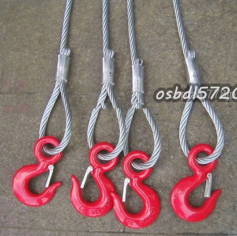  new arrival *4ps.@ hanging sphere .. wire rope zinc plating steel made wire sling hook attaching use load 2t length 1m