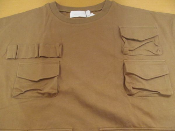 (50012)tree cafe　ツリーカフェ　半袖　Tシャツ　ポケット　ブラウン　ユニセックス　M-L　タグ付き_カラー　ブラウン系
